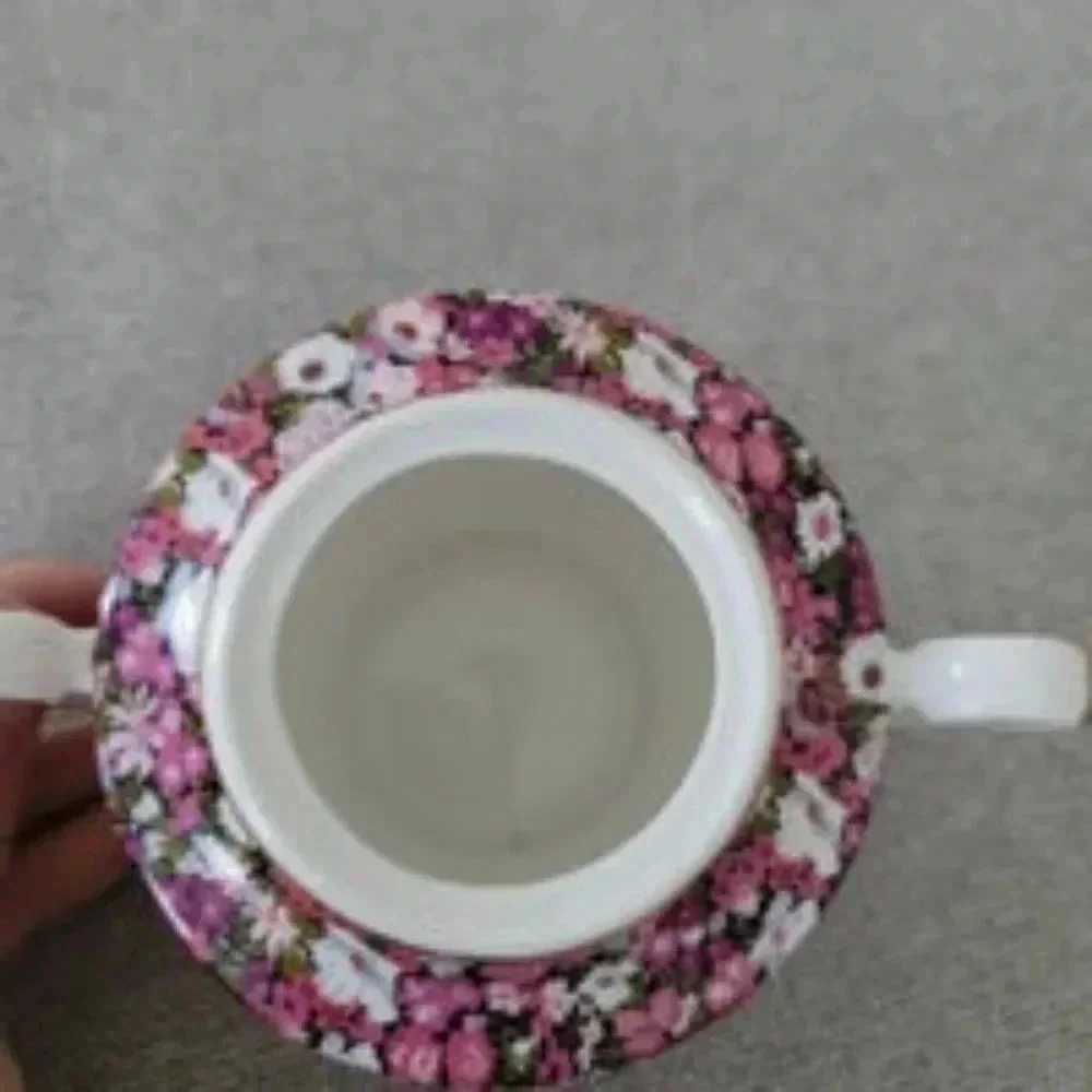 GRACE'S TEAWARE MULTI COLOR FLOWER+GOLD TRIM CERAMIC SUGAR BOWL & MUG BUNDLE
